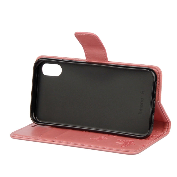 For iPhone X / XS Lotus Butterfly Pattern Horizontal Flip Leather Case with Holder & Card Slots & Wallet & Lanyard