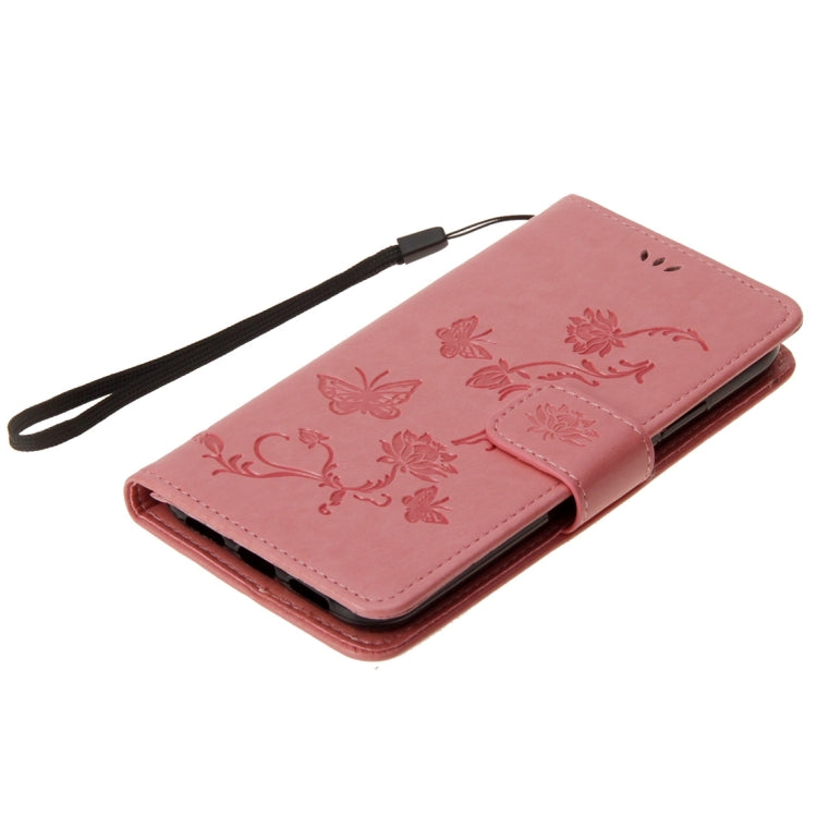 For iPhone X / XS Lotus Butterfly Pattern Horizontal Flip Leather Case with Holder & Card Slots & Wallet & Lanyard