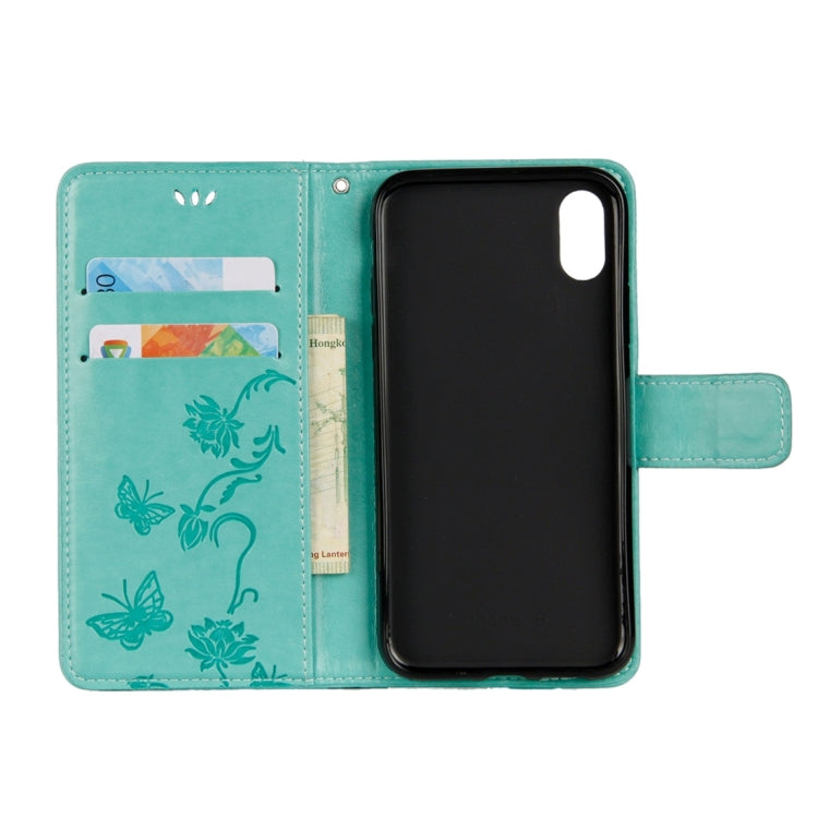 For iPhone X / XS Lotus Butterfly Pattern Horizontal Flip Leather Case with Holder & Card Slots & Wallet & Lanyard