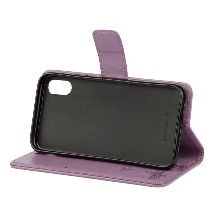 For iPhone X / XS Lotus Butterfly Pattern Horizontal Flip Leather Case with Holder & Card Slots & Wallet & Lanyard
