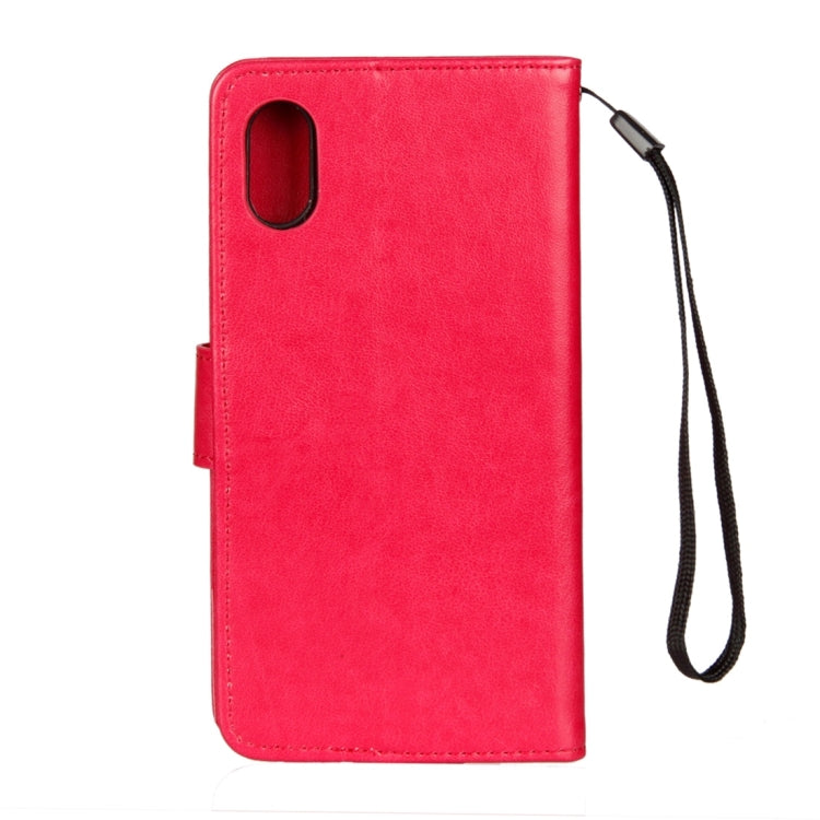 For iPhone X / XS Lotus Butterfly Pattern Horizontal Flip Leather Case with Holder & Card Slots & Wallet & Lanyard