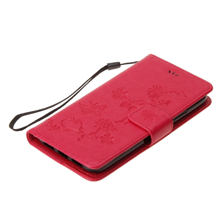 For iPhone X / XS Lotus Butterfly Pattern Horizontal Flip Leather Case with Holder & Card Slots & Wallet & Lanyard