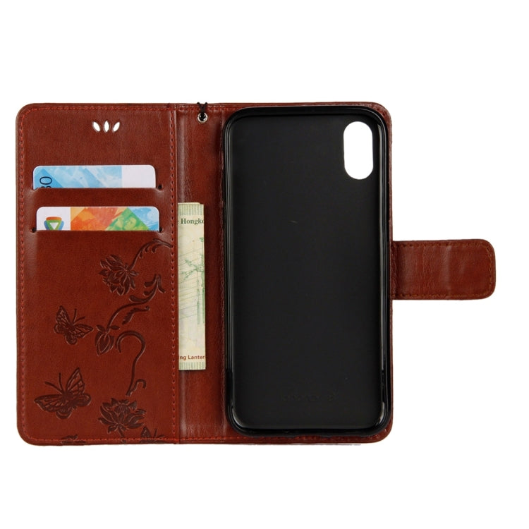 For iPhone X / XS Lotus Butterfly Pattern Horizontal Flip Leather Case with Holder & Card Slots & Wallet & Lanyard