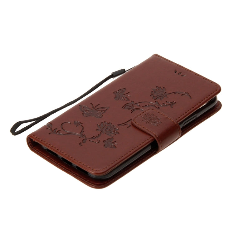 For iPhone X / XS Lotus Butterfly Pattern Horizontal Flip Leather Case with Holder & Card Slots & Wallet & Lanyard