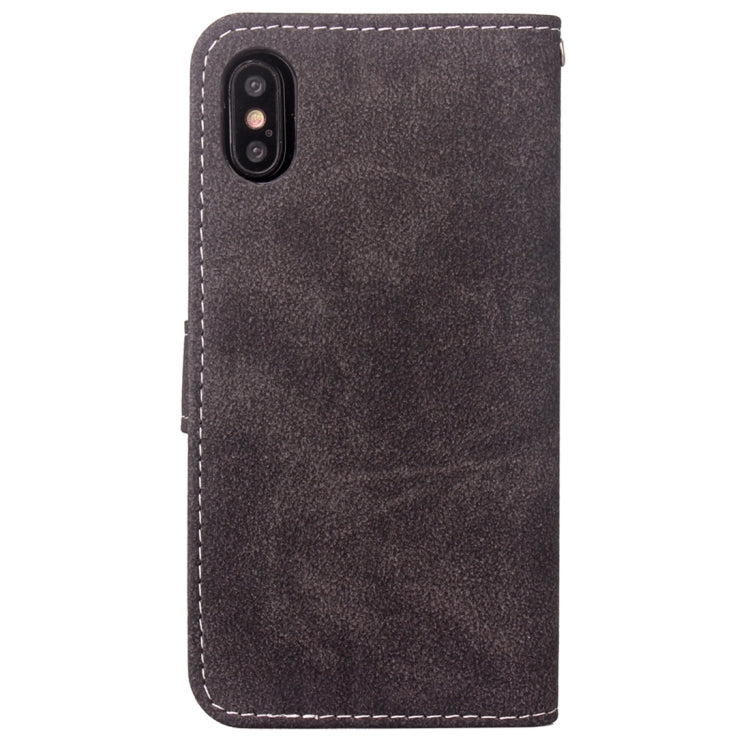 For iPhone X / XS Matte Leather Horizontal Flip Leather Case with Holder & Card Slots & Wallet & Photo Frame