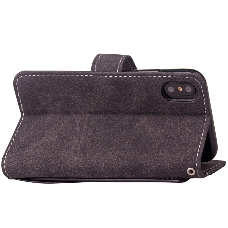 For iPhone X / XS Matte Leather Horizontal Flip Leather Case with Holder & Card Slots & Wallet & Photo Frame