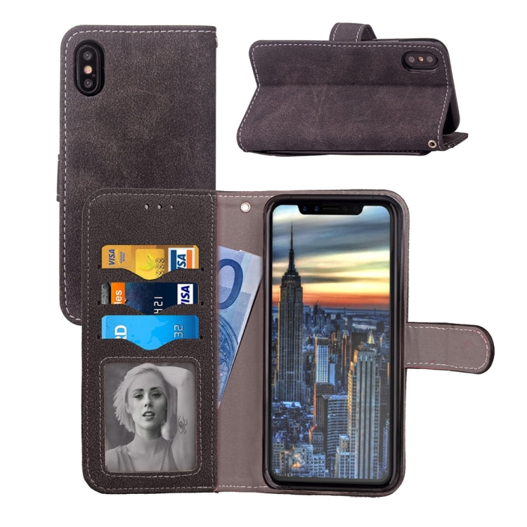 For iPhone X / XS Matte Leather Horizontal Flip Leather Case with Holder & Card Slots & Wallet & Photo Frame