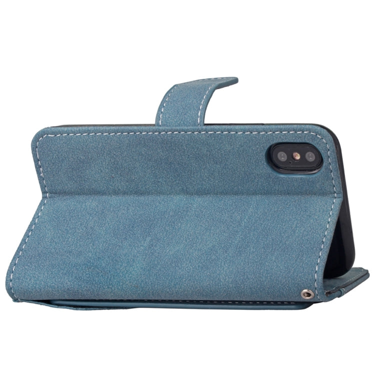 For iPhone X / XS Matte Leather Horizontal Flip Leather Case with Holder & Card Slots & Wallet & Photo Frame