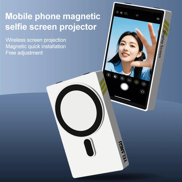 YELANGU TP01 Mobile Phone Selfie Wireless Same Screen Player Smartphone Magnetic Rear Selfie Monitor Screen  - White