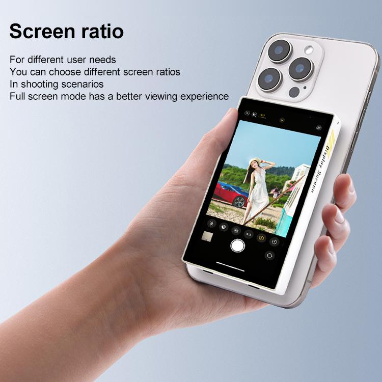 YELANGU TP01 Mobile Phone Selfie Wireless Same Screen Player Smartphone Magnetic Rear Selfie Monitor Screen  - White