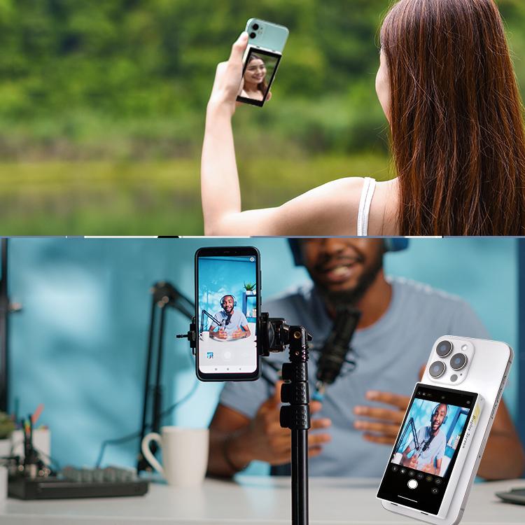 YELANGU TP01 Mobile Phone Selfie Wireless Same Screen Player Smartphone Magnetic Rear Selfie Monitor Screen  - White
