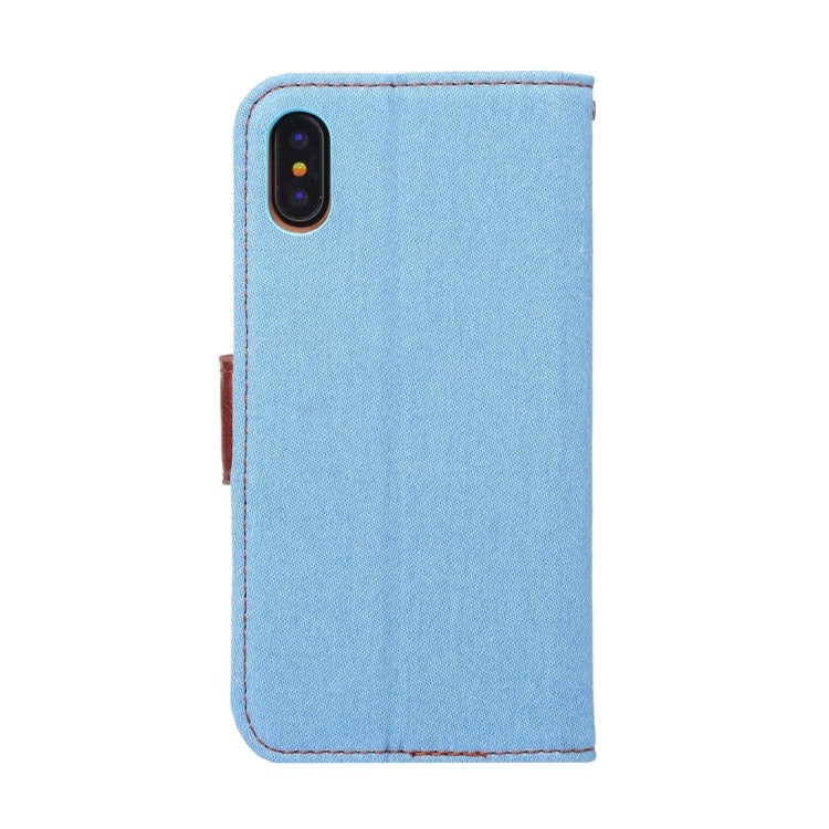 For iPhone X Dibase Denim Texture Horizontal Flip Leather Case with Holder & Card Slots(Baby Blue)