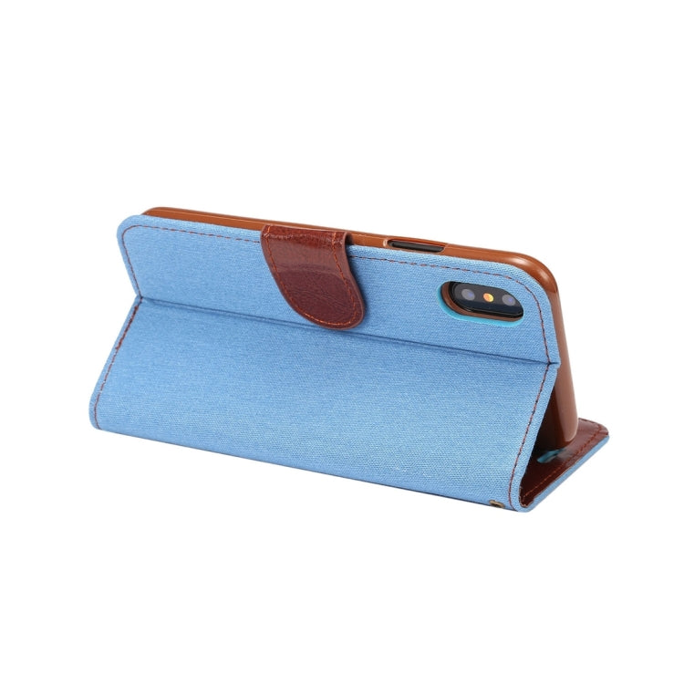 For iPhone X Dibase Denim Texture Horizontal Flip Leather Case with Holder & Card Slots(Baby Blue)