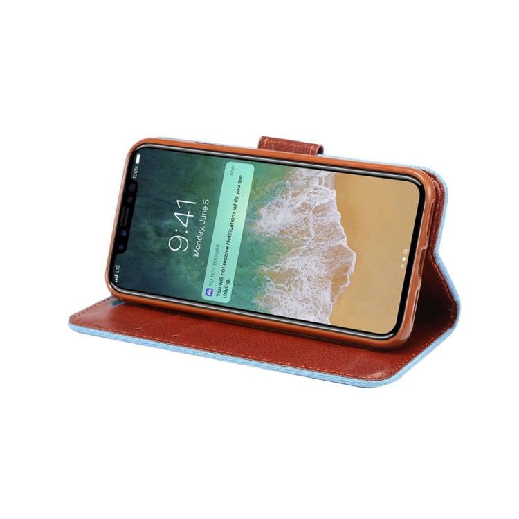 For iPhone X Dibase Denim Texture Horizontal Flip Leather Case with Holder & Card Slots(Baby Blue)