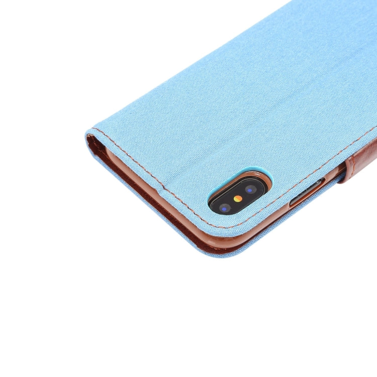 For iPhone X Dibase Denim Texture Horizontal Flip Leather Case with Holder & Card Slots(Baby Blue)