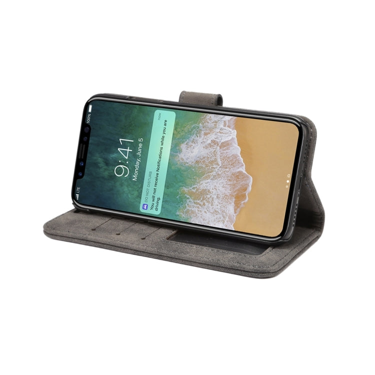 For iPhone X Sheep Bar Material PU + PC Horizontal Flip Leather Protective Case with Holder & Card Slots & Wallet & Photo Frame