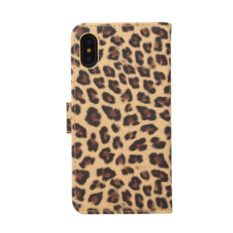 For iPhone X Leopard Pattern PU + PC Horizontal Flip Leather Protective Case with Holder & Card Slots