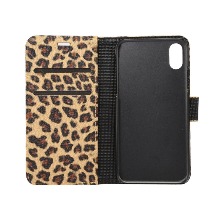 For iPhone X Leopard Pattern PU + PC Horizontal Flip Leather Protective Case with Holder & Card Slots