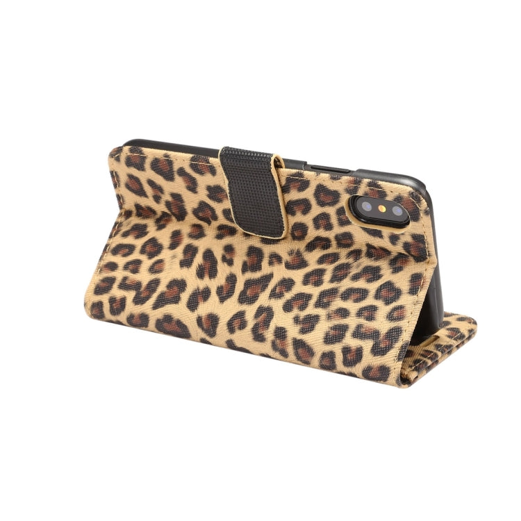 For iPhone X Leopard Pattern PU + PC Horizontal Flip Leather Protective Case with Holder & Card Slots