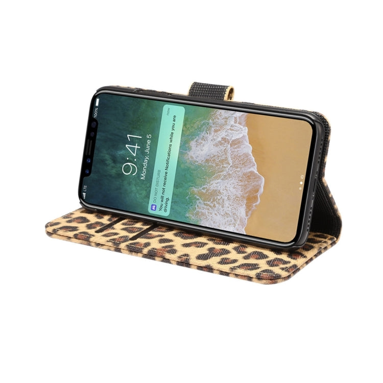 For iPhone X Leopard Pattern PU + PC Horizontal Flip Leather Protective Case with Holder & Card Slots