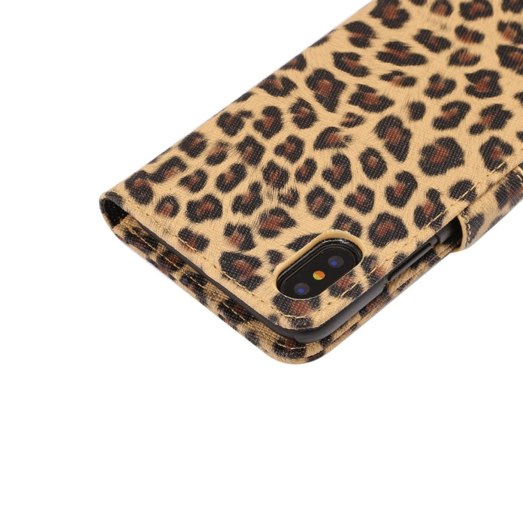 For iPhone X Leopard Pattern PU + PC Horizontal Flip Leather Protective Case with Holder & Card Slots