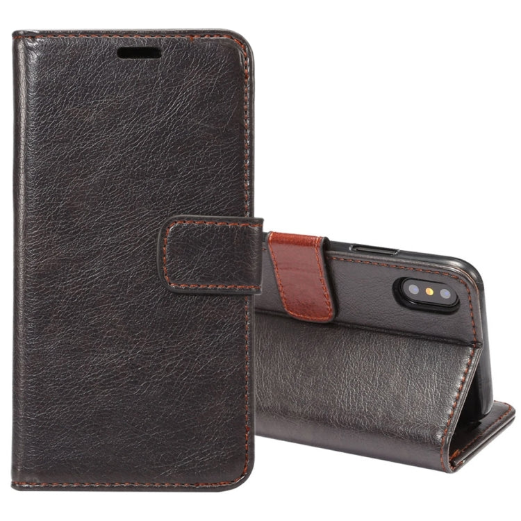 For iPhone X Crazy Horse Texture  PU + TPU Horizontal Flip Leather Case with Holder & Card Slots & Wallet & Photo Frame