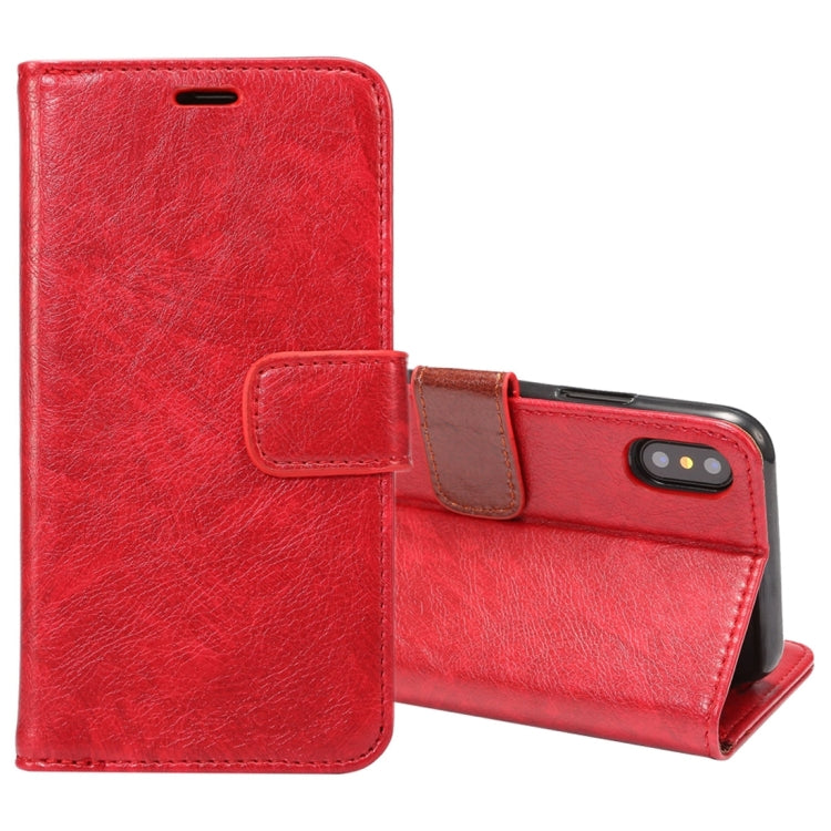 For iPhone X Crazy Horse Texture  PU + TPU Horizontal Flip Leather Case with Holder & Card Slots & Wallet & Photo Frame