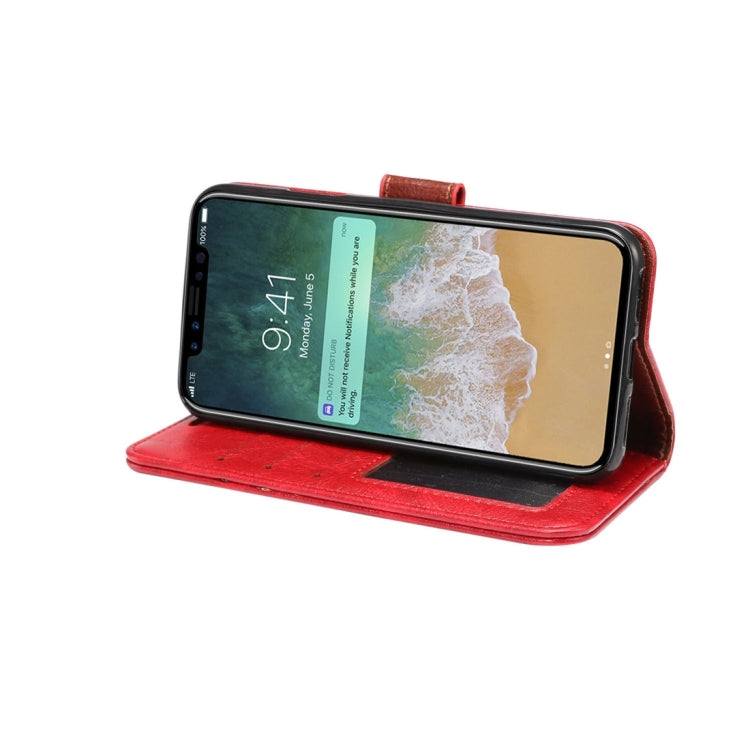 For iPhone X Crazy Horse Texture  PU + TPU Horizontal Flip Leather Case with Holder & Card Slots & Wallet & Photo Frame