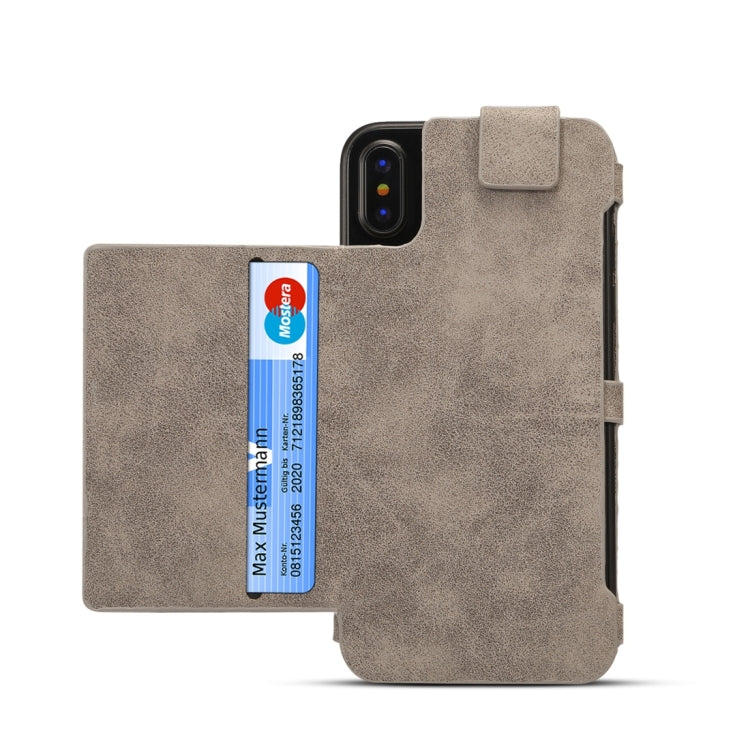 For iPhone X Dibase Multi-function Sheep Leather Case with Holder & Card Slots & Photo Frame & Hook & Detachable Back Protective Case