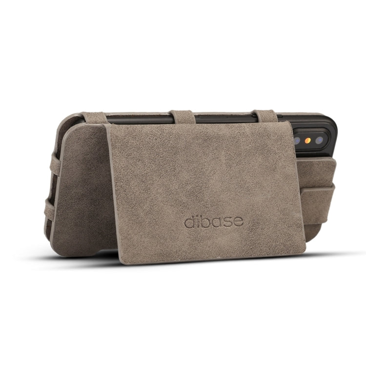 For iPhone X Dibase Multi-function Sheep Leather Case with Holder & Card Slots & Photo Frame & Hook & Detachable Back Protective Case