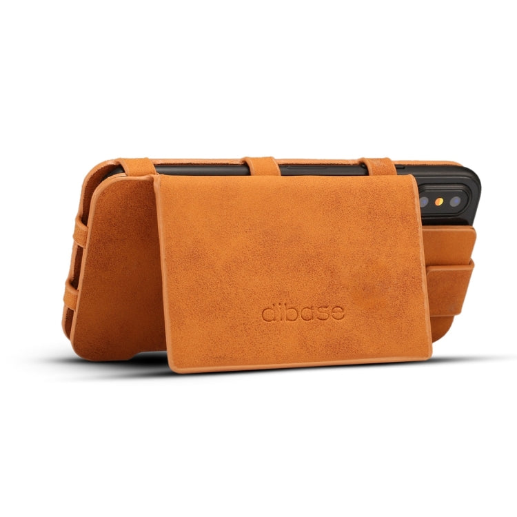 For iPhone X Dibase Multi-function Sheep Leather Case with Holder & Card Slots & Photo Frame & Hook & Detachable Back Protective Case