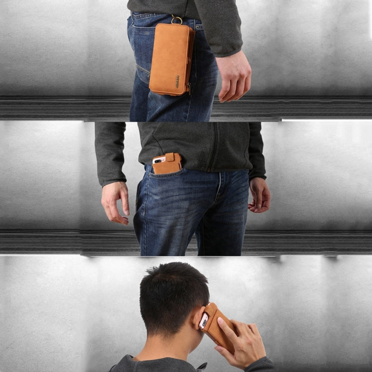 For iPhone X Dibase Multi-function Sheep Leather Case with Holder & Card Slots & Photo Frame & Hook & Detachable Back Protective Case
