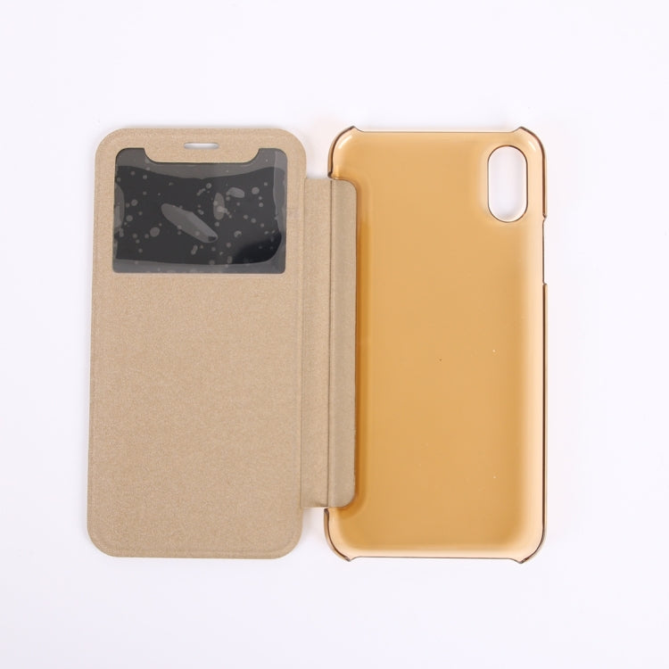 For iPhone X / XS PU + PC Horizontal Flip Leather Case With Call Display ID