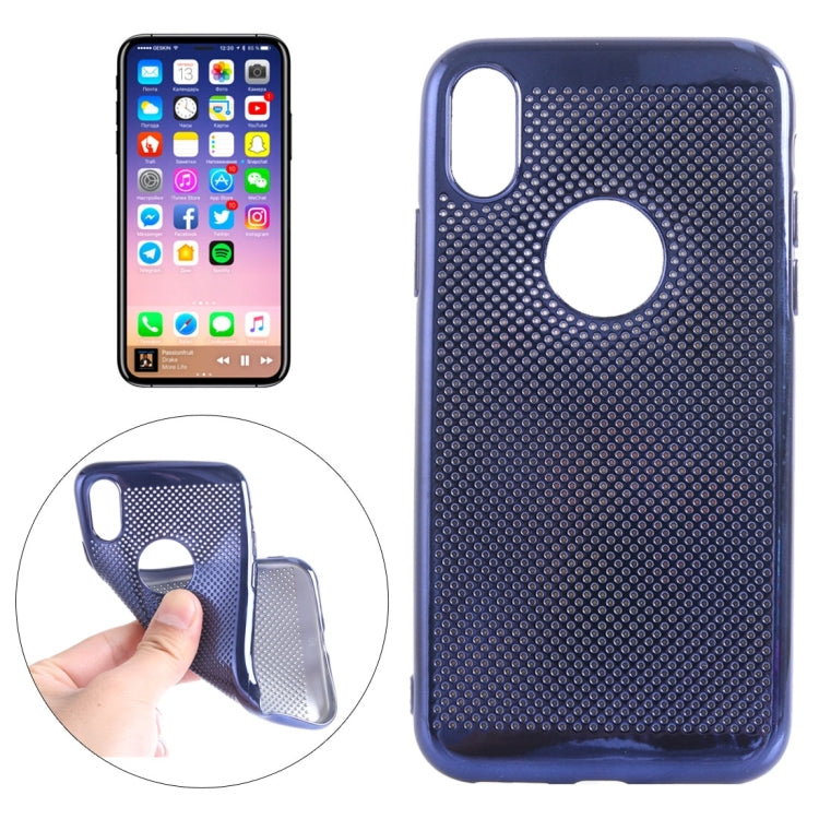 For iPhone X / XS Electroplating Heat Dissipation Mesh Soft TPU Protective Back Cover Case