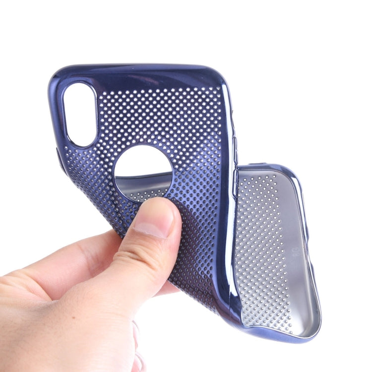 For iPhone X / XS Electroplating Heat Dissipation Mesh Soft TPU Protective Back Cover Case