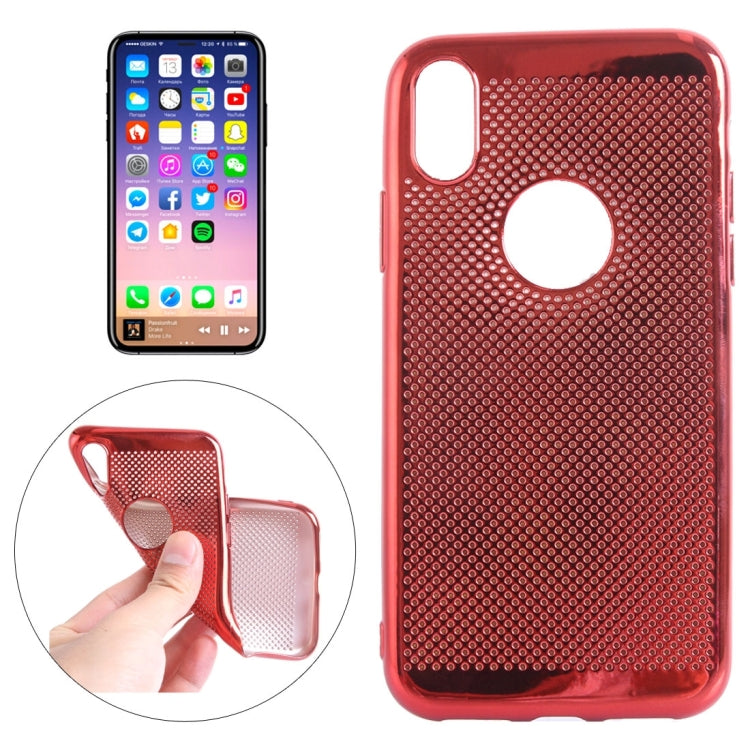 For iPhone X / XS Electroplating Heat Dissipation Mesh Soft TPU Protective Back Cover Case