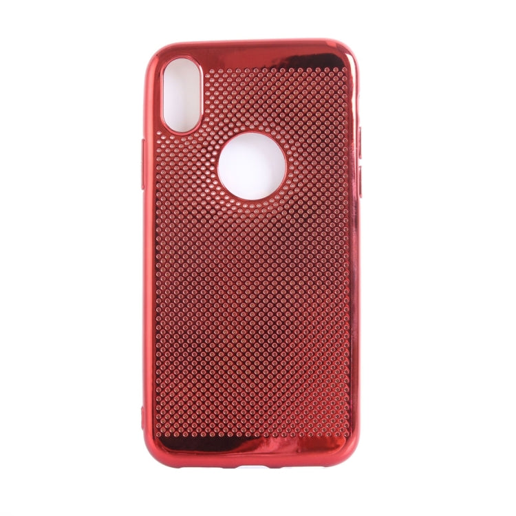 For iPhone X / XS Electroplating Heat Dissipation Mesh Soft TPU Protective Back Cover Case