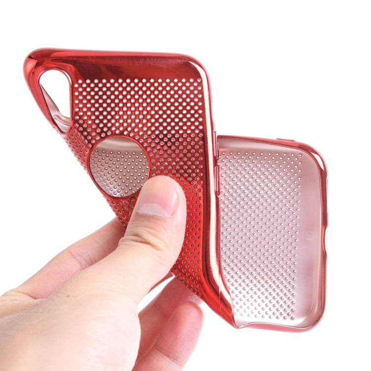 For iPhone X / XS Electroplating Heat Dissipation Mesh Soft TPU Protective Back Cover Case