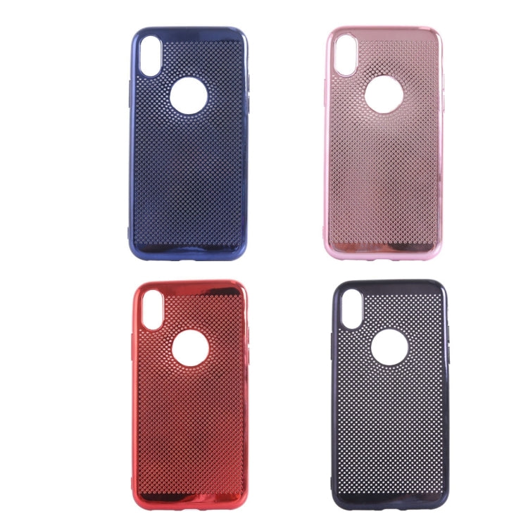 For iPhone X / XS Electroplating Heat Dissipation Mesh Soft TPU Protective Back Cover Case