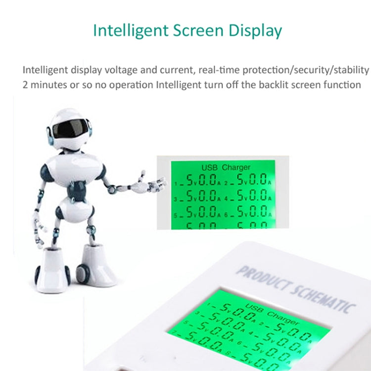 A8 40W 8 Ports USB + QC3.0 Smart Charging Station with Digital Display AC100-240V, AU Plug