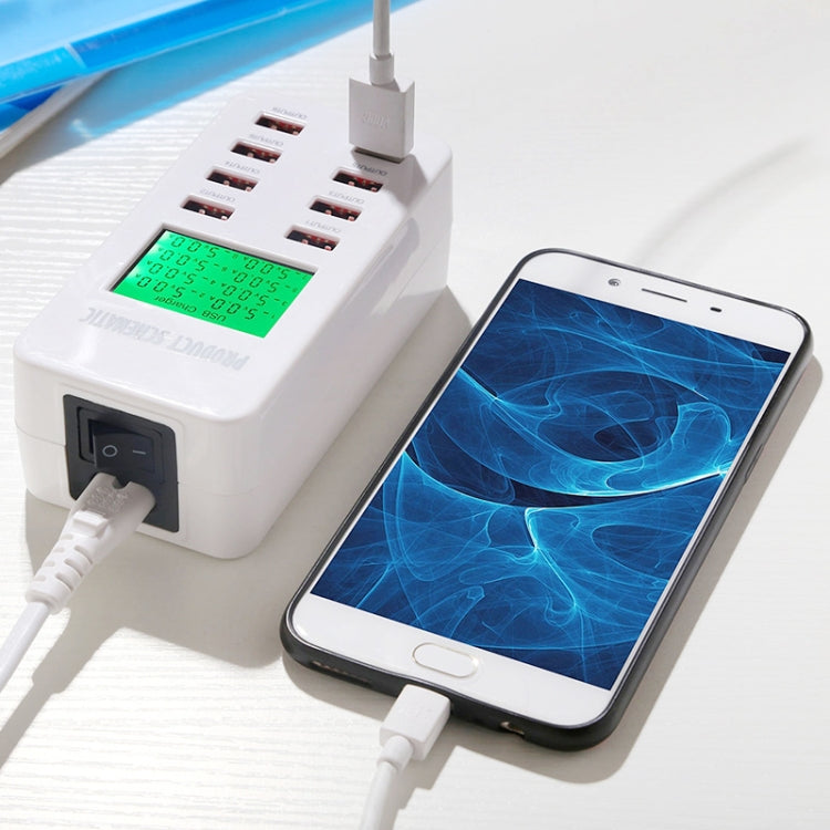 A8 40W 8 Ports USB + QC3.0 Smart Charging Station with Digital Display AC100-240V, AU Plug