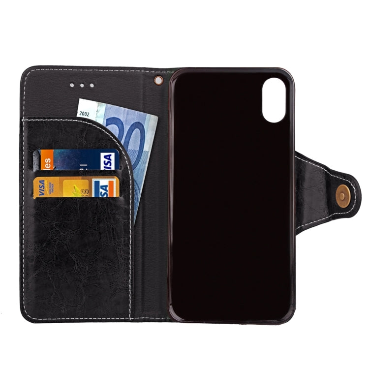 For iPhone X / XS Retro Crazy Horse Texture Wax Fake Leather Horizontal Flip Leather Case with Holder & Card Slots & Wallet & Lanyard