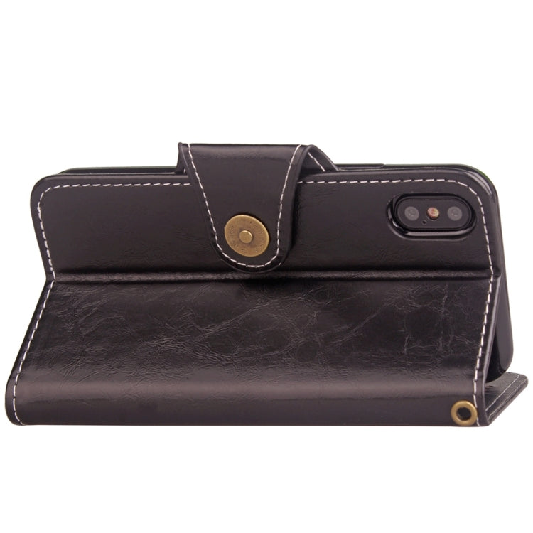 For iPhone X / XS Retro Crazy Horse Texture Wax Fake Leather Horizontal Flip Leather Case with Holder & Card Slots & Wallet & Lanyard