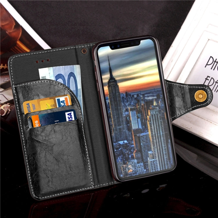 For iPhone X / XS Retro Crazy Horse Texture Wax Fake Leather Horizontal Flip Leather Case with Holder & Card Slots & Wallet & Lanyard