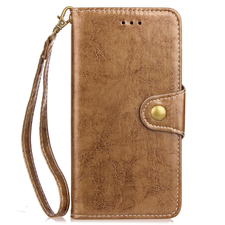 For iPhone X / XS Retro Crazy Horse Texture Wax Fake Leather Horizontal Flip Leather Case with Holder & Card Slots & Wallet & Lanyard