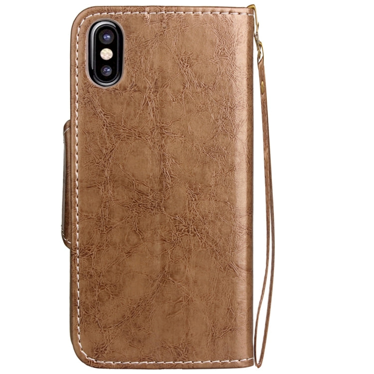 For iPhone X / XS Retro Crazy Horse Texture Wax Fake Leather Horizontal Flip Leather Case with Holder & Card Slots & Wallet & Lanyard