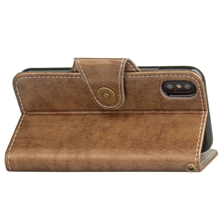 For iPhone X / XS Retro Crazy Horse Texture Wax Fake Leather Horizontal Flip Leather Case with Holder & Card Slots & Wallet & Lanyard