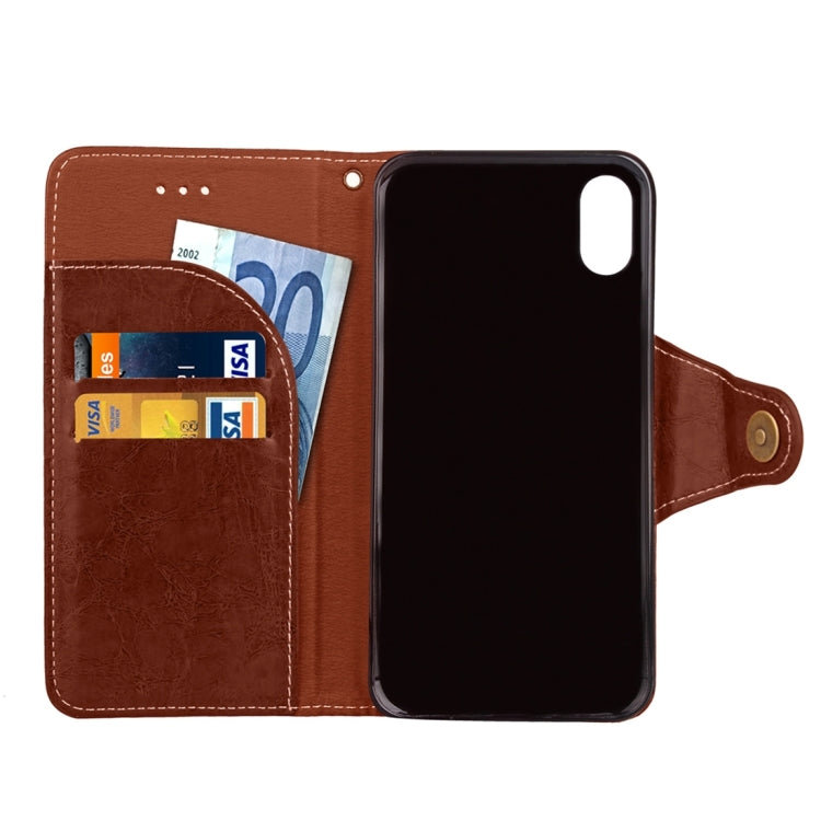 For iPhone X / XS Retro Crazy Horse Texture Wax Fake Leather Horizontal Flip Leather Case with Holder & Card Slots & Wallet & Lanyard