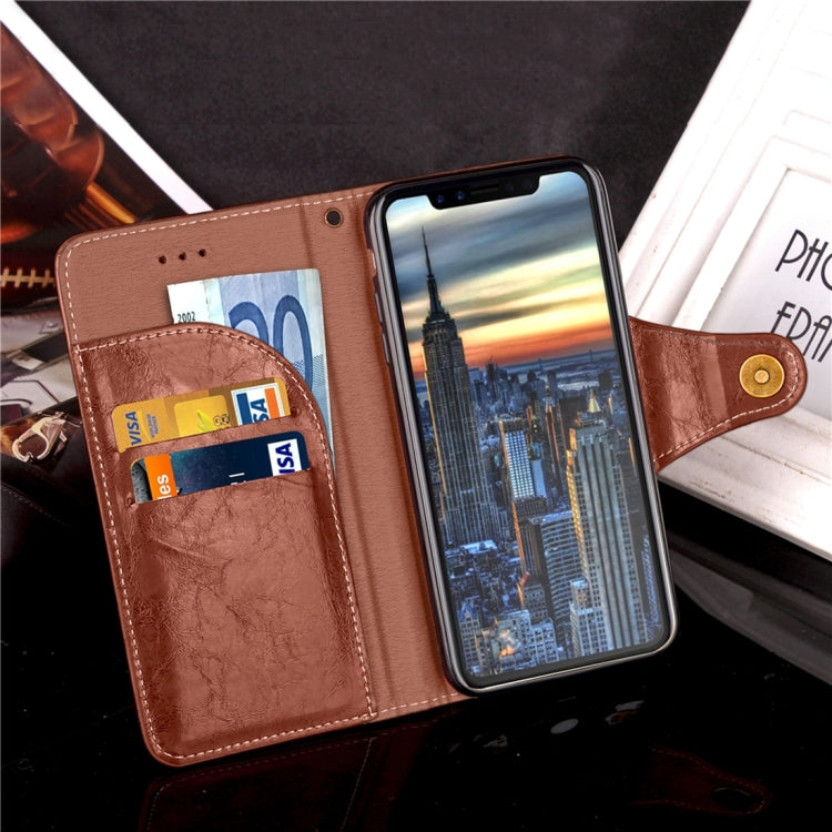 For iPhone X / XS Retro Crazy Horse Texture Wax Fake Leather Horizontal Flip Leather Case with Holder & Card Slots & Wallet & Lanyard