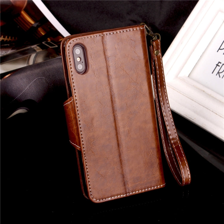 For iPhone X / XS Retro Crazy Horse Texture Wax Fake Leather Horizontal Flip Leather Case with Holder & Card Slots & Wallet & Lanyard